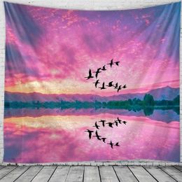 Printed Sky Bird Tapestry Multifunctional Tapestry Sitting Blanket Wall-mounted Beach Towel