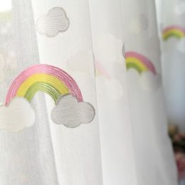 Children's Rainbow Gauze Curtains With Pastoral Embroidery