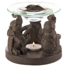 Fragrance Foundry Carved-Look Three Elephants Oil Warmer