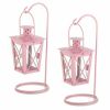 Accent Plus Hanging Railroad Lanterns Pair - Pink