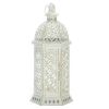 Accent Plus Lacy Cutout Distressed White Candle Lantern - 15.5 inches