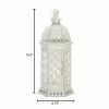 Accent Plus Lacy Cutout Distressed White Candle Lantern - 15.5 inches