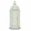 Accent Plus Lacy Cutout Distressed White Candle Lantern - 20 inches