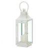 Accent Plus Distressed White Metal Candle Lantern - 12 inches