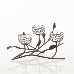 Gallery of Light Birds and Branches Triple Nest Tealight Candle Holder