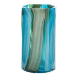 Accent Plus Blue Swirls Cylinder Glass Vase - 10 inches