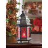 Accent Plus Ruby Glass Moroccan Candle Lantern - 10 inches