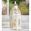 Accent Plus Lacy Cutout White Candle Lantern - 12 inches