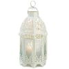 Accent Plus Lacy Cutout White Candle Lantern - 12 inches