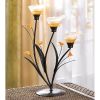 Accent Plus Three-Blossom Amber Lily Candle Holder