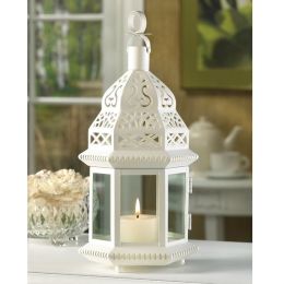 Accent Plus Moroccan White Candle Lantern - 13 inches