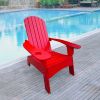 Outdoor or indoor Wood Adirondack chair with an hole to hold umbrella on the arm ; red