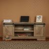 Farmhouse TV Stand Modern Television Stands Mid Century Media Entertainment Center with Sliding Barn Doors and Storage Cabinets, Console Table for Liv