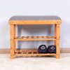 Entryway 3-tier Bamboo Bench Living Room Storage Shoe Rack 23.62 x 11.4 x 19.88 inch