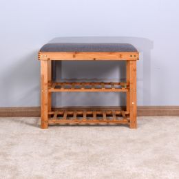 Entryway 3-tier Bamboo Bench Living Room Storage Shoe Rack 23.62 x 11.4 x 19.88 inch