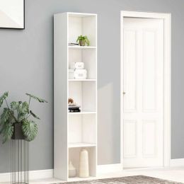 Book Cabinet White 15.7"x11.8"x74.4" Chipboard