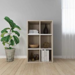 Book Cabinet/Sideboard White and Sonoma Oak 26"x11.8"x38.5" Chipboard