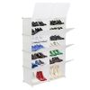 7-Tier Portable 28 Pair Shoe Rack Organizer 14 Grids Tower Shelf Storage Cabinet Stand Expandable for Heels, Boots, Slippers, White RT