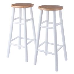 Huxton 2-Pc Bar Stools, 29", Natural & White