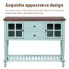 TREXM Sideboard Console Table with Bottom Shelf; Farmhouse Wood/Glass Buffet Storage Cabinet Living Room (Retro Blue)