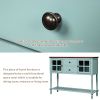 TREXM Sideboard Console Table with Bottom Shelf; Farmhouse Wood/Glass Buffet Storage Cabinet Living Room (Retro Blue)