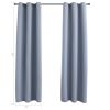 Blackout Curtains with Rings 2 pcs Gray 37"x63" Fabric