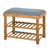 Entryway 3-tier Bamboo Bench Living Room Storage Shoe Rack 23.62 x 11.4 x 19.88 inch