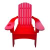 Outdoor or indoor Wood Adirondack chair with an hole to hold umbrella on the arm ; red