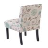 Upholstered Accent Armless Living Room Chair Set of 2 (Beige/Floral)