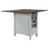 TOPMAX Farmhouse Wood Counter Height Dining Table with Drop Leaf; Kitchen Table with Wine Rack and Drawers for Small Places; Cherry+Gray