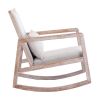 Solid wood linen fabric antique white wash painting rocking chair with removable lumbar pillow