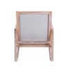 Solid wood linen fabric antique white wash painting rocking chair with removable lumbar pillow