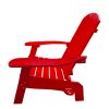 Outdoor or indoor Wood Adirondack chair with an hole to hold umbrella on the arm ; red