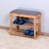 Entryway 3-tier Bamboo Bench Living Room Storage Shoe Rack 23.62 x 11.4 x 19.88 inch