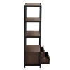 Home Office 4-Tier Bookshelf;  Simple Industrial Bookcase Standing Shelf Unit Storage Organizer with 4 Open Storage Shelves and Two Drawers;  Brown