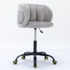 Zen Zone Velvet Leisure office chair; suitable for study and office; can adjust the height; can rotate 360 degrees; with pulley; Grey