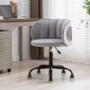 Zen Zone Velvet Leisure office chair; suitable for study and office; can adjust the height; can rotate 360 degrees; with pulley; Grey