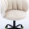 Zen Zone Velvet Leisure office chair; suitable for study and office; can adjust the height; can rotate 360 degrees; with pulley; Off-White