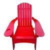 Outdoor or indoor Wood Adirondack chair with an hole to hold umbrella on the arm ; red