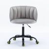 Zen Zone Velvet Leisure office chair; suitable for study and office; can adjust the height; can rotate 360 degrees; with pulley; Grey