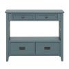 36'' Farmhouse Pine Wood Console Table Entry Sofa Table with 4 Drawers & 1 Storage Shelf for Entryway Living Room Bedroom Hallway Kitchen ( Blue)