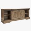 Farmhouse TV Stand Modern Television Stands Mid Century Media Entertainment Center with Sliding Barn Doors and Storage Cabinets, Console Table for Liv