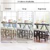 TOPMAX Farmhouse 3-Piece Counter Height Dining Table Set with USB Port and Upholstered Stools; Gray