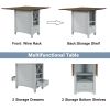 TOPMAX Farmhouse Wood Counter Height Dining Table with Drop Leaf; Kitchen Table with Wine Rack and Drawers for Small Places; Cherry+Gray