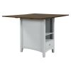 TOPMAX Farmhouse Wood Counter Height Dining Table with Drop Leaf; Kitchen Table with Wine Rack and Drawers for Small Places; Cherry+Gray