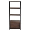 Home Office 4-Tier Bookshelf;  Simple Industrial Bookcase Standing Shelf Unit Storage Organizer with 4 Open Storage Shelves and Two Drawers;  Brown