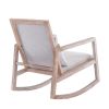 Solid wood linen fabric antique white wash painting rocking chair with removable lumbar pillow