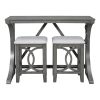 TOPMAX Farmhouse 3-Piece Counter Height Dining Table Set with USB Port and Upholstered Stools; Gray