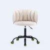 Zen Zone Velvet Leisure office chair; suitable for study and office; can adjust the height; can rotate 360 degrees; with pulley; Off-White