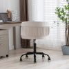 Zen Zone Velvet Leisure office chair; suitable for study and office; can adjust the height; can rotate 360 degrees; with pulley; Off-White